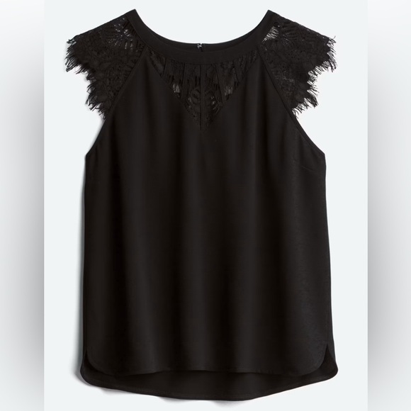 Jarred Lace Detail Cap Sleeve Black Blouse - Picture 4 of 6